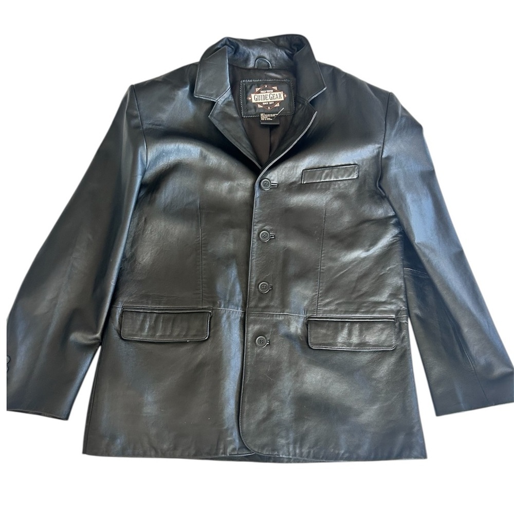 Guide Gear Men’s Black Leather Blazer Jacket Size L Classic Western - Picture 3 of 11